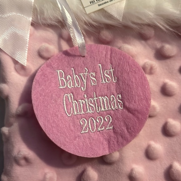 CLEARANCE: 2022 Baby’s First Christmas Stocking Pink NWT - Picture 2 of 7